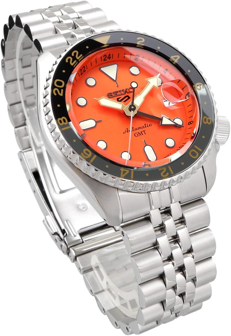 Seiko 5 Sports SSK005 Style GMT Model Orange Dial Automatic Mechanical Watch