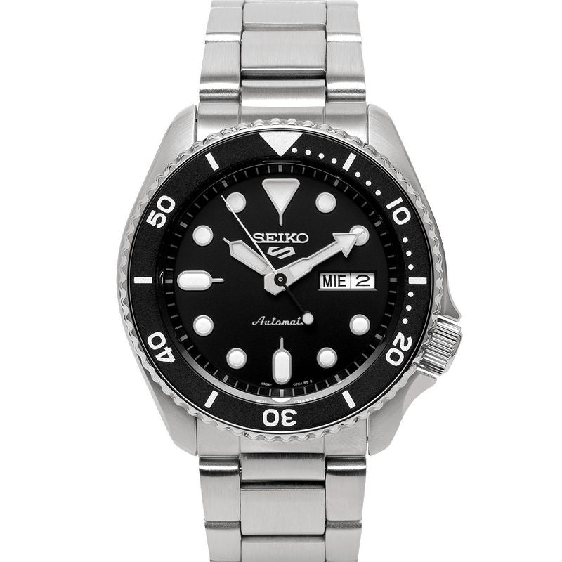 Seiko 5 Sports Automatic SRPD55 Black Dial Day Date Steel Bracelet Men&#39;s Watch