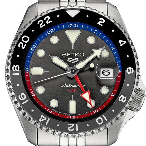 Seiko 5 Sports SSK019 Style GMT Model Grey Dial Automatic Mechanical Watch