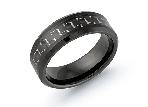 Malo Alternative Bands Black Tungsten Carbon Men&#39;s Ring Size 8mm (TG-014) Size 10