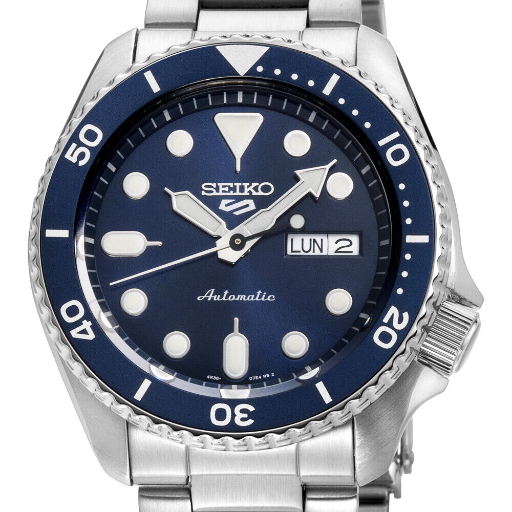 NEW Seiko 5 Sports Automatic SRPD51 Blue Dial Day Date Steel Bracelet Men&#39;s Watch