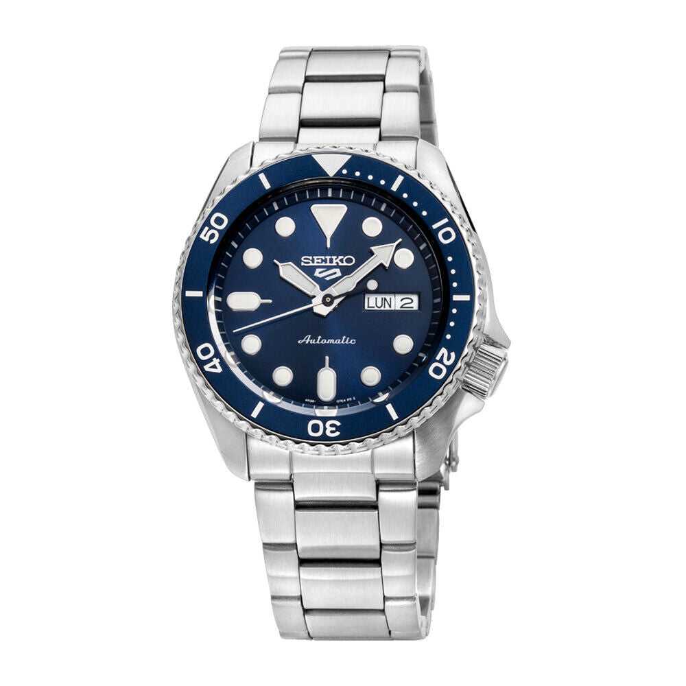 NEW Seiko 5 Sports Automatic SRPD51 Blue Dial Day Date Steel Bracelet Men&#39;s Watch