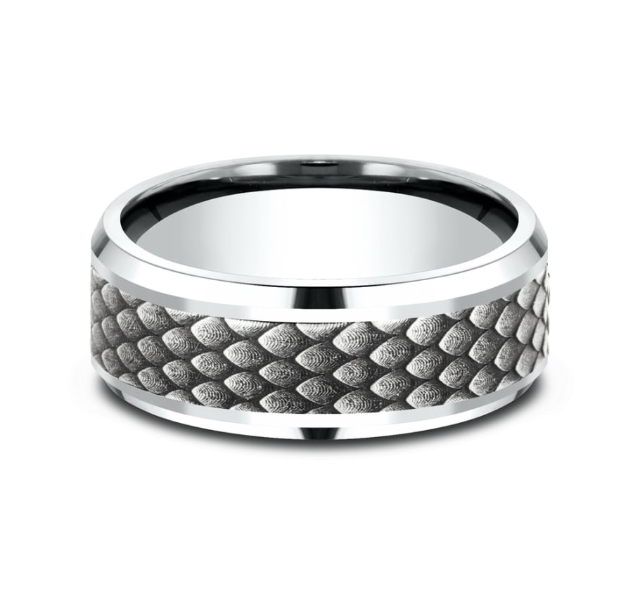 Benchmark CFBP808857W White Gold 14k 8mm Men&#39;s Wedding Band Ring