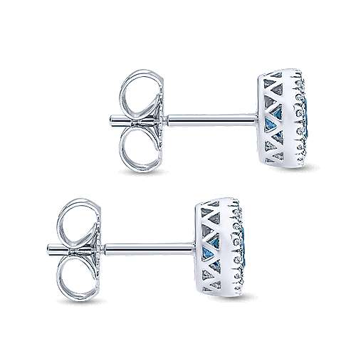 Gabriel &amp; Co. 14K White Gold Blue Topaz and Diamond Halo Stud Earrings EG11000W45BT