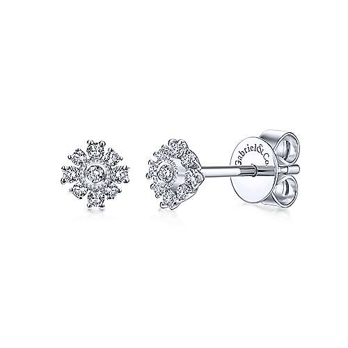Gabriel &amp; Co. 14k White Gold Dainty Floral 0.11ct Diamond Stud Earrings EG12376W45JJ