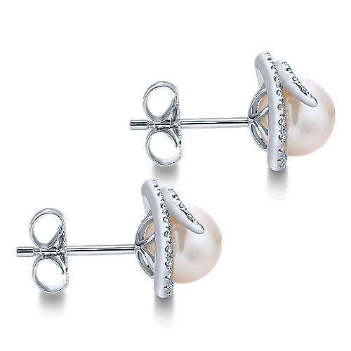 Gabriel &amp; Co. 14K WGold Pearl 0.31ct Diamond Earring EG12597W45PL