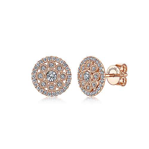 Gabriel &amp; Co. 14k Rose Gold Openwork Round 0.33ct Diamond Stud Earrings EG12662K45JJ