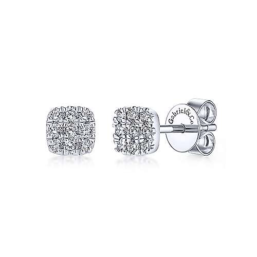Gabriel &amp; Co. 14K White Gold Pave 0.10ct Diamond Cushion Cut Stud Earrings EG12969W45JJ
