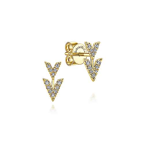 Gabriel &amp; Co. 14k Yellow Gold Double Chevron Diamond Stud Earrings EG13091Y45JJ