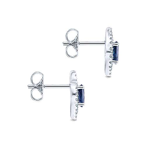 Gabriel &amp; Co. 14k White Gold 0.22ct Diamond Halo Oval Cut Sapphire Stud Earrings EG13116W44SA