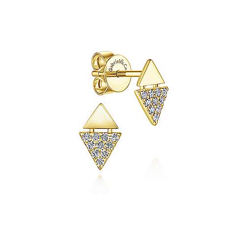 Gabriel &amp; Co. 14k Yellow Gold Stacked Triangle 0.11ct  Diamond Stud Earrings EG13350Y45JJ