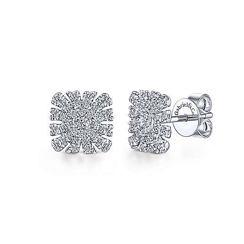 Gabriel &amp; Co. 14k White Gold Cushion Cut Starburst 0.46ct Diamond Stud Earrings EG13392W45JJ