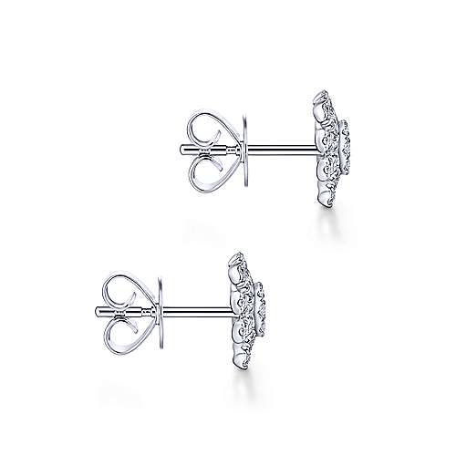 Gabriel &amp; Co. 14k White Gold Cushion Cut Starburst 0.46ct Diamond Stud Earrings EG13392W45JJ