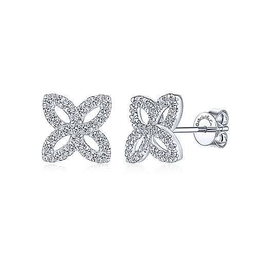 Gabriel &amp; Co. 14k White Gold Open Floral Pave 0.38ct Diamond Stud Earrings EG13488W45JJ