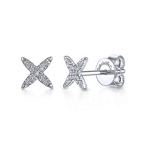 Gabriel &amp; Co. 14k White Gold 0.10ct Diamond X Shaped Stud Earrings EG13585W45JJ