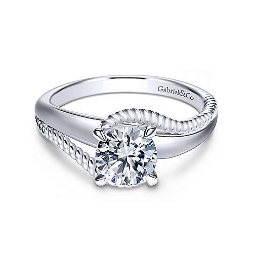 Gabriel &amp; Co 14K White Gold Round Bypass Diamond Engagement Ring ER10201W4JJJ