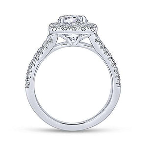 Gabriel & Co 14K White Gold Cushion Halo Round Diamond Engagement Ring  ER10252W44JJ