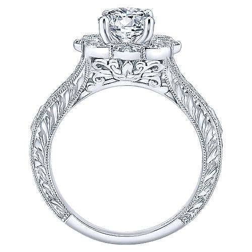 Gabriel &amp; Co. Vintage 14k White Gold Round Halo ENGAGEMENT RING ER11963W44JJ