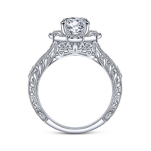 Gabriel &amp; Co Vintage 14K White Gold Round Halo Diamond Engagement Ring  ER11963W44JJ