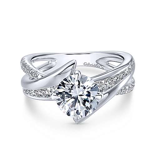 Gabriel &amp; Co 14K White Gold Round Diamond Engagement Ring ER12335R4W44JJ