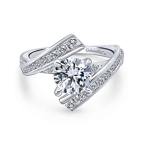 Gabriel &amp; Co 14K White Gold Round Diamond Engagement Ring ER12336R4W44JJ