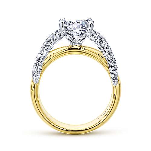Gabriel &amp; Co 14K White Yellow Gold Round Diamond Engagement Ring  ER12342R6M44JJ