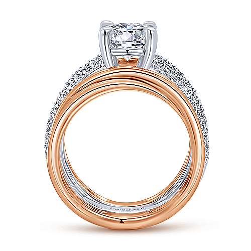 Gabriel &amp; Co 14K White Rose Gold Free Form Round Diamond Engagement Ring ER12356R6T44JJ