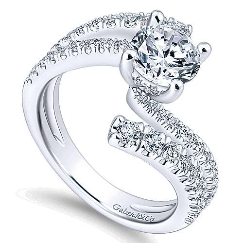 Gabriel &amp; Co 14K White Gold Round Diamond Engagement Ring  ER12584R4W44JJ