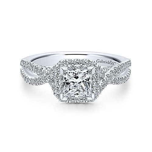 Gabriel &amp; Co 14K White Gold Princess Halo Diamond Engagement Ring  ER12600S3W44JJ