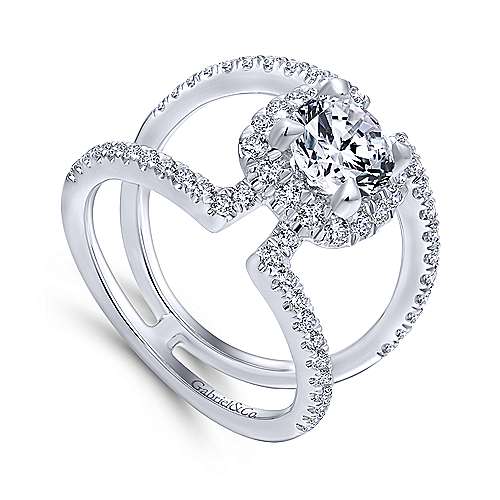 Gabriel &amp; Co 14K White Gold Round Diamond Halo Engagement Ring ER12641R4W44JJ