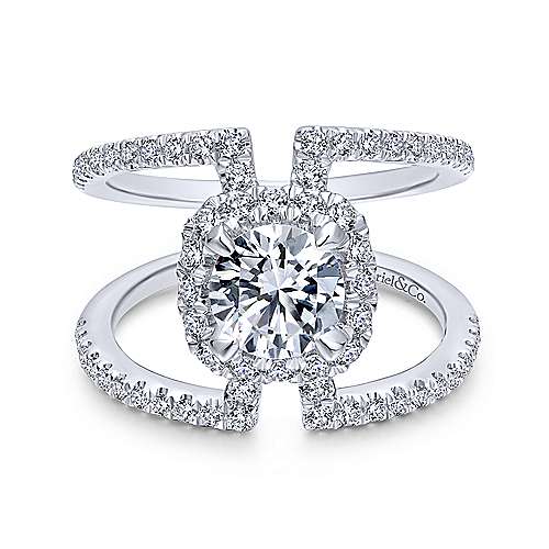 Gabriel &amp; Co 14K White Gold Round Diamond Halo Engagement Ring ER12641R4W44JJ