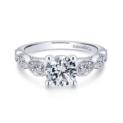 Gabriel &amp; Co 14K White Gold Round Diamond Engagement Ring  ER12803R4W44JJ