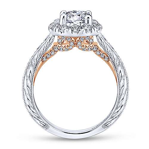 Gabriel &amp; Co 14K White Rose Gold Round Halo Diamond Engagement Ring  ER12825R4T44JJ