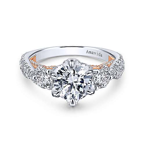 Gabriel &amp; Co 18K White Rose Gold Round Diamond Engagement Ring  ER12847R6T83JJ