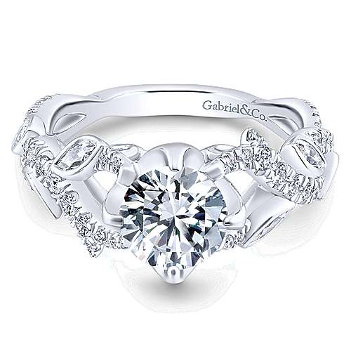Gabriel &amp; Co 14K White Gold Round Diamond Engagement Ring ER12888R4W44JJ