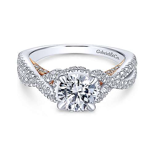 Gabriel &amp; Co 14K WhiteRose Gold Twisted Round Diamond Engagement Ring  ER13835R4T44JJ
