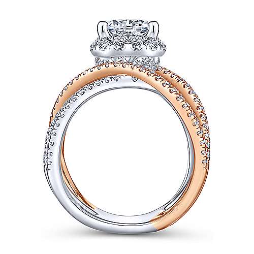 Gabriel &amp; Co 14K White-Rose Gold Round Diamond Halo Engagement Ring ER13841R4T44JJ