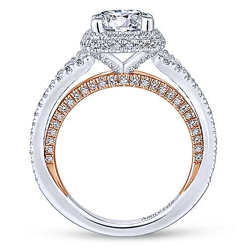Gabriel &amp; Co 18K WhiteRose Gold Round Halo Diamond Engagement Ring  ER13956R6T83JJ