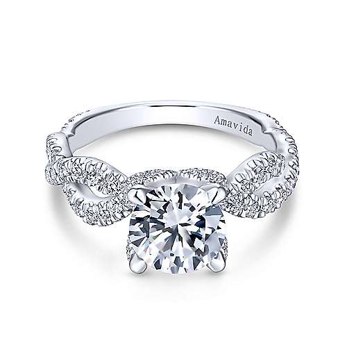 Gabriel &amp; Co 18K White Gold Round Diamond Engagement Ring ER13987R6W83JJ