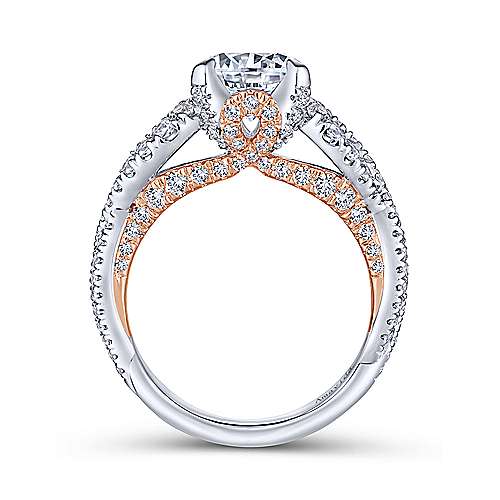 Gabriel &amp; Co 18K White Rose Gold Twisted Round Diamond Engagement Ring ER13989R6T83JJ