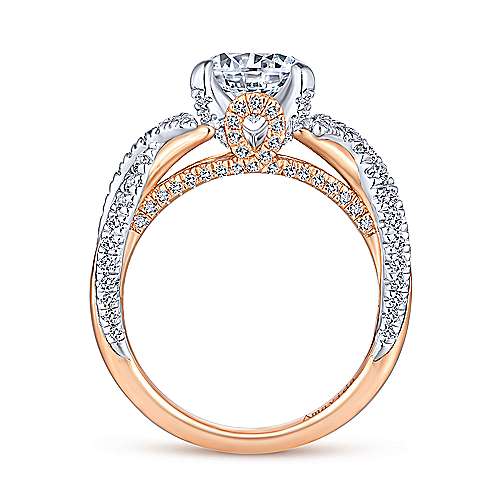 Gabriel &amp; Co 18k White Rose Gold Round Twisted Diamond Engagement Ring  ER14006R6T83JJ