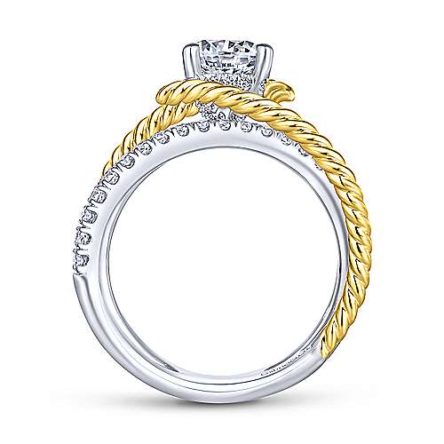 Gabriel &amp; Co 14K WhiteYellow Gold Free Form Round Diamond Engagement Ring ER14052R4M44JJ