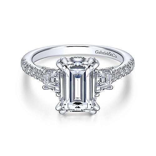Gabriel &amp; Co 14K White Gold Emerald Cut Diamond Engagement Ring  ER14070E6W44JJ
