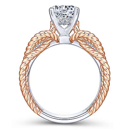Gabriel &amp; Co 14K White Rose Gold Free Form Round Diamond Engagement Ring ER14095R6T44JJ