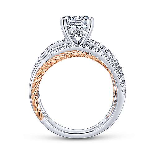 Gabriel &amp; Co 14K White Rose Gold Free Form Round Diamond Engagement Ring ER14097R6T44JJ