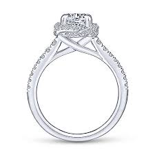 Gabriel &amp; Co 14K White Gold Cushion Halo Round Diamond Engagement Ring  ER14412R4W44JJ
