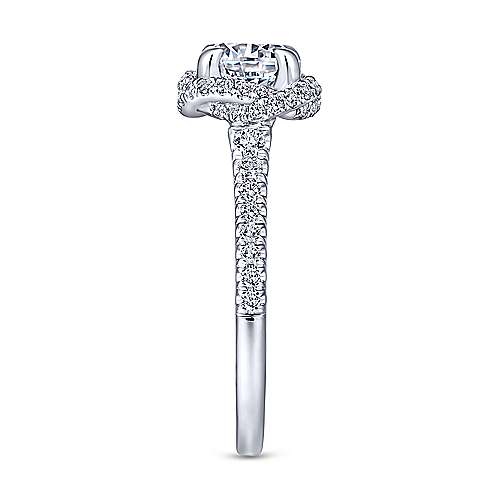 Gabriel &amp; Co 14K White Gold Cushion Halo Round Diamond Engagement Ring  ER14412R4W44JJ