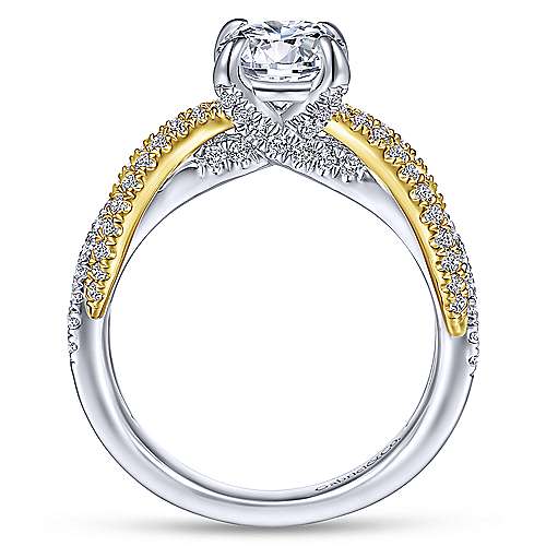 Gabriel &amp; Co 14K White Yellow Gold Round Diamond Engagement Ring ER14418R4M44JJ