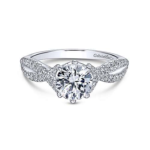 Gabriel &amp; Co 14K White Gold Round Diamond Engagement Ring ER14426R4W44JJ