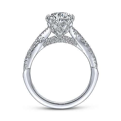 Gabriel &amp; Co 14K White Gold Round Diamond Engagement Ring ER14426R4W44JJ